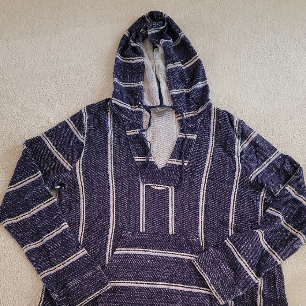 Natural Reflections Navy and White Striped V-Neck Sweater
